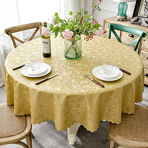 DangGL Tischdecke,Wasserdicht Verbrühungsschutz Ölbeständig Keine Wäsche Großes, Rundes Tischtuch Hotel Fabric Home (Color : Golden Yellow, Size : 300cm) von DangGL