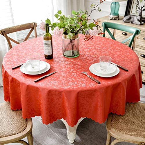 DangGL Tischdecke,Wasserdicht Verbrühungsschutz Ölbeständig Keine Wäsche Großes, Rundes Tischtuch Hotel Fabric Home (Color : Red, Size : 240cm) von DangGL