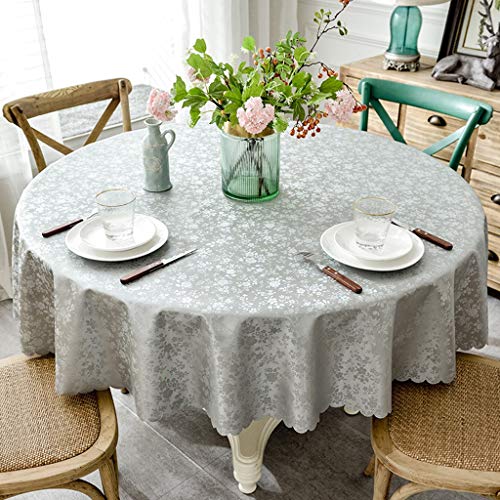 DangGL Tischdecke,Wasserdicht Verbrühungsschutz Ölbeständig Keine Wäsche Großes, Rundes Tischtuch Hotel Fabric Home (Color : Silver Grey, Size : 300cm) von DangGL