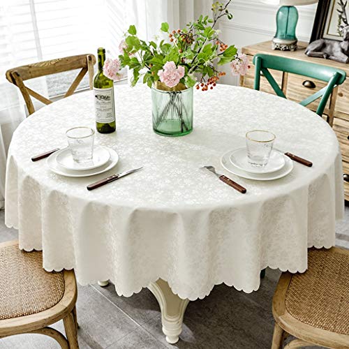 DangGL Tischdecke,Wasserdicht Verbrühungsschutz Ölbeständig Keine Wäsche Großes, Rundes Tischtuch Hotel Fabric Home (Color : Silver White, Size : 240cm) von DangGL