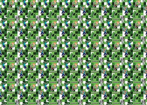 Minecraft Geschenkpapier, 2 Bögen, 2 Geschenkanhänger, Geburtstagsgeschenkpapier von Danilo Promotions LTD