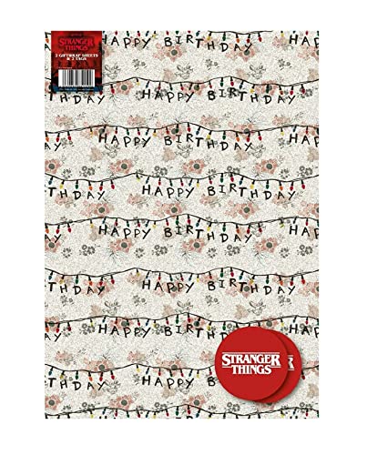 Stranger Things Geschenkpapier, The Upside Down Geschenkverpackung, 2 Bögen 2 Tags Stranger Things von Danilo Promotions Limited