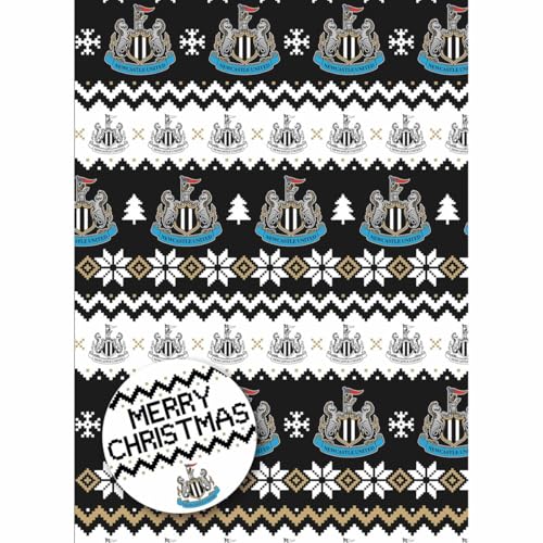 Weihnachts-Geschenkpapier Newcastle FC Weihnachtsfolie für Geschenke, Fußball, 2 Bögen, 2 Etiketten von Danilo Promotions LTD