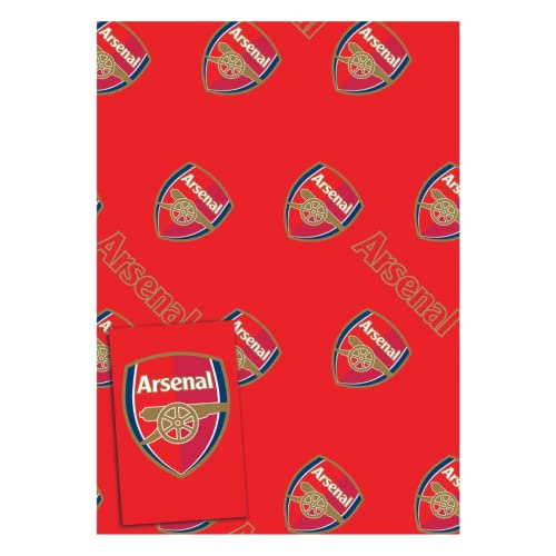 Arsenal FC Geschenkpapier, 4 Bögen, 4 Etiketten, Blatt, Größe 70 x 50 cm, offizielles Produkt verantwortungsvoll bezogen von Danilo Promotions Limited