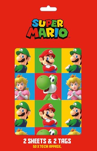 Super Mario Geschenkpapier, 2 Bögen, 2 Geschenkanhänger, Geburtstagsgeschenkpapier Super Mario Geschenkpapier, 2 Bögen, 2 Geschenkanhänger, Geburtstagsgeschenkpapier von Danilo Promotions Limited