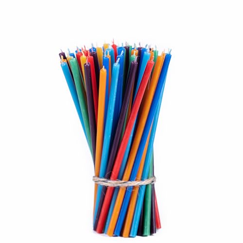 Danilovo Bienenwachs Kerzen (Chakra-Farben) - Orthodoxe Kerzen für Gebet Rituals Tischdeko - Ungiftig, Ruß - Tropffrei, Lang, Nachhaltige Produkte, 70 Stück (7 Farben, Höhe 16,5 cm) von Danilovo