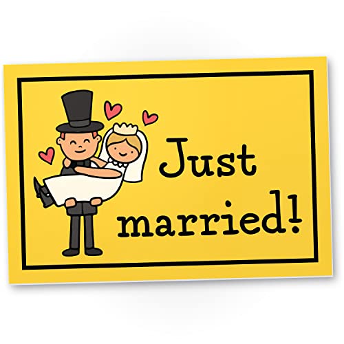 DankeDir! Just Married - Schild 30 x 20 cm - Hochzeitsdeko JGA Fotobox Partydeko - Hochzeitsgeschenk Deko Idee Hochzeitskarte Hochzeit Brautpaar Geschenk Ehepaar von DankeDir!