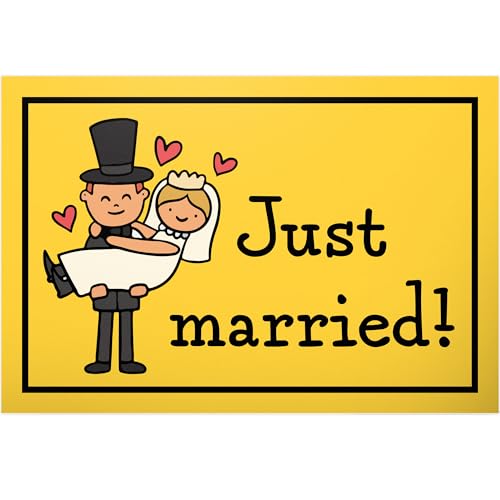 DankeDir! Just Married - Schild 30 x 20 cm - Hochzeitsdeko JGA Fotobox Partydeko - Hochzeitsgeschenk Deko Idee Hochzeitskarte Hochzeit Brautpaar Geschenk Ehepaar von DankeDir!