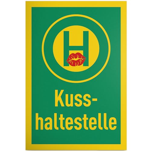 DankeDir! Kusshaltestelle - Schild 30 x 20 cm - Hochzeitsgeschenk Brautpaar Hochzeit Geschenk Hochzeitskarte Deko Idee - Accessoires Hochzeitsdeko JGA Fotobox Requisiten Partydeko von DankeDir!