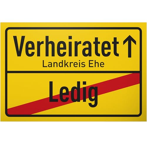 DankeDir! Verheiratet Ortsschild - Schild 30 x 20 cm - Hochzeitsdeko Fotobox Partydeko Accessoires JGA - Brautpaar Hochzeitsgeschenk Geschenk Hochzeitskarte Deko Idee Hochzeit von DankeDir!