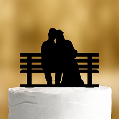 Cake Topper Brautpaar Parkbank - Acryl deko schwarz deko Hochzeitstorte deko Kuchen deko Hochzeit Tortendekoration Verlobung Tortenstecker Hochzeit Tortendeko Wedding cake von Dankeskarte.com