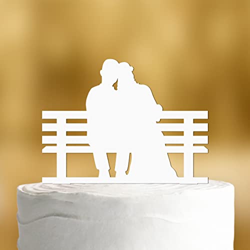 Cake Topper Brautpaar Parkbank - Acryl deko weiss deko Hochzeitstorte deko Kuchen deko Hochzeit Tortendekoration Verlobung Tortenstecker Hochzeit Tortendeko Wedding cake von Dankeskarte.com