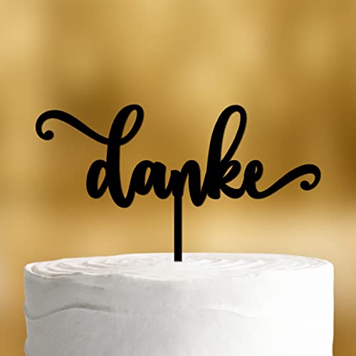 Cake Topper Danke [Schriftzug] - Acryl schwarz - Tortendeko Geschenke für Mama Geschenkideen Beste Mama Tortenaufleger Vatertag Tortendeko Papa von Dankeskarte.com