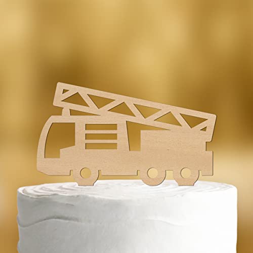 Cake Topper Feuerwehrauto [mit Leiter] - Holz 4mm - für die Geburtstagstorte - Geburtstagsdeko Tortenaufleger happy birthday party deko Geschenkideen Happy birthday tortendeko Geburtstag von Dankeskarte.com