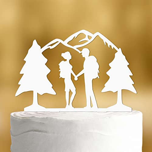 Cake Topper Gipfelstürmer [Hochzeitspaar in den Bergen] - Acryl deko weiss deko Hochzeitstorte deko Kuchen deko Hochzeit Tortendekoration Verlobung Tortenstecker Hochzeit Tortendeko Wedding cake von Dankeskarte.com