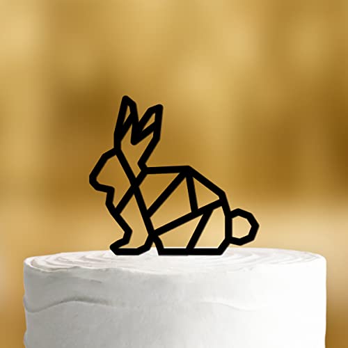 Cake Topper Hase Geometrie - Acrylglas Schwarz - Tortenaufsatz, Kuchen, Tortendeko, Tortenstecker, Kuchenaufsatz, Kuchendeko, Osterhase von Dankeskarte.com