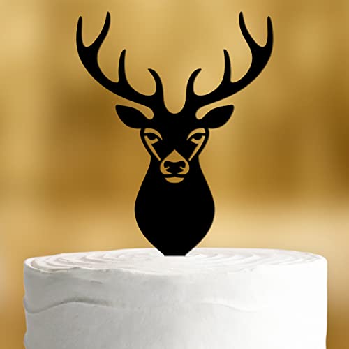 Cake Topper Hirsch [Geweih] - Acryl deko schwarz Hochzeitstorte deko Kuchen deko Hochzeit Tortendekoration Verlobung Tortenstecker Hochzeit Tortendeko Wedding cake von Dankeskarte.com