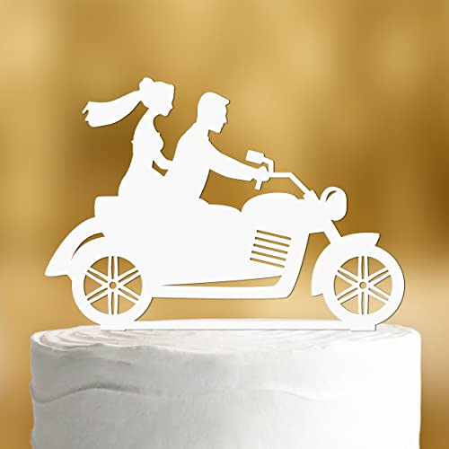 Cake Topper Motorrad [mit Brautpaar] - Acryl deko weiss deko Hochzeitstorte deko Kuchen deko Hochzeit Tortendekoration Verlobung Tortenstecker Hochzeit Tortendeko Wedding cake von Dankeskarte.com