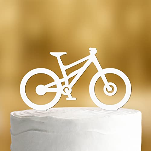 Cake Topper Mountainbike [für Radfahrer] - Acryl weiss - für die Geburtstagstorte - Geburtstagsdeko Tortenaufleger happy birthday party deko Geschenkideen Happy birthday tortendeko Geburtstag von Dankeskarte.com
