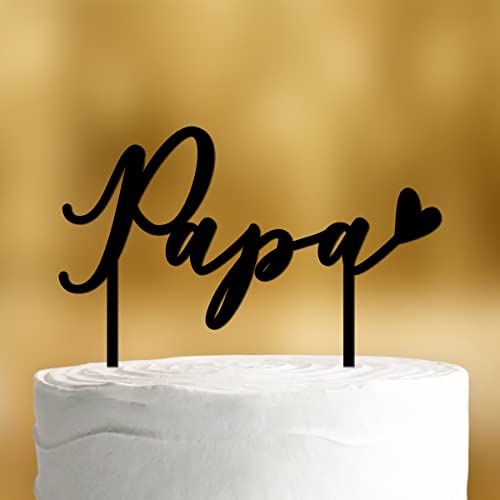 Cake Topper Papa [mit Herz] - Acryl schwarz - für die Vatertagstorte -Geschenke für Papa Geschenk, Geschenkideen Bester Papa Geschenke Vatertag, Happy Birthday Tortendeko Geburtstag von Dankeskarte.com
