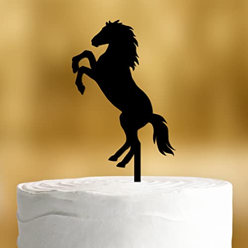 Cake Topper Pferd [springendes Pferd] - Acryl schwarz - für die Geburtstagstorte - Geburtstagsdeko Tortenaufleger happy birthday party deko Geschenkideen Happy birthday tortendeko Geburtstag von Dankeskarte.com