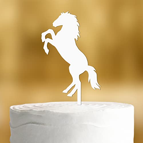 Cake Topper Pferd [springendes Pferd] - Acryl weiss - für die Geburtstagstorte - Geburtstagsdeko Tortenaufleger happy birthday party deko Geschenkideen Happy birthday tortendeko Geburtstag von Dankeskarte.com