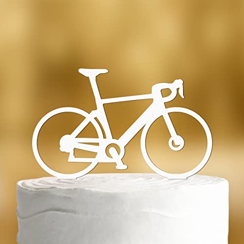 Cake Topper Rennrad [für Radfahrer] - Acryl weiss - für die Geburtstagstorte - Geburtstagsdeko Tortenaufleger happy birthday party deko Geschenkideen Happy birthday tortendeko Geburtstag von Dankeskarte.com