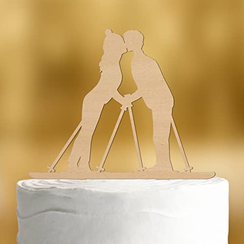 Cake Topper Skifahrer [mit Ski und Stöcken] - deko Holz Hochzeit deko Hochzeitstorte deko Kuchen deko Hochzeit Tortendekoration Verlobung Tortenstecker Hochzeit Tortendeko Wedding cake von Dankeskarte.com