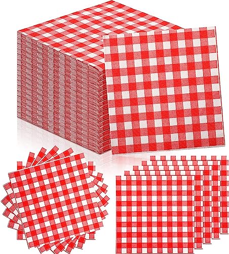 100pcs Paper Servietten Rot -weiß -gingham -mittagessen Servietten Zum Abendessen Picknick Geburtstagsfeier Weihnachtsdekorationen von Danlai