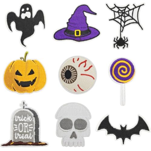 9 Stück Halloween-flicken, Cartoon-aufnäher Zum Aufbügeln, Nähapplikationen Für Kleidung, Hüte, Reparaturzubehör 9 Stück Halloween-flicken, Cartoon-aufnäher Zum Aufbügeln, Nähapplikationen Für Kleidung, Hüte, Reparaturzubehör von Danlai