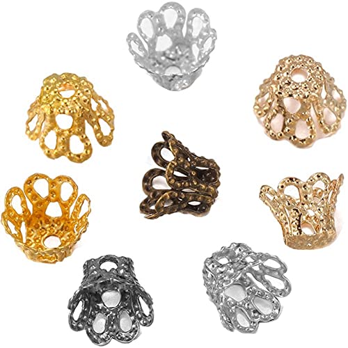 Danlai 100 stücke Spacer perlen caps, Bali Stil gemischt Tibetan Silber und antike Gold Blume perlenkappen für Armband Halskette Ohrringe Danlai 100 stücke Spacer perlen caps, Bali Stil gemischt Tibetan Silber und antike Gold Blume perlenkappen für Armband Halskette Ohrringe von Danlai