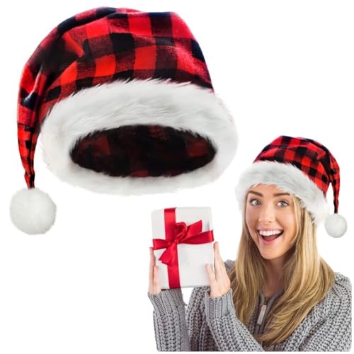 Danlai Weihnachtsmützen Aus Plüsch, Kariert, Schwarz-rot, Weihnachtsmütze, Weiche, Lustige Hüte Für Erwachsene, Kostüm-requisiten, Partyzubehör Für Feiertage Danlai Weihnachtsmützen Aus Plüsch, Kariert, Schwarz-rot, Weihnachtsmütze, Weiche, Lustige Hüte Für Erwachsene, Kostüm-requisiten, Partyzubehör Für Feiertage von Danlai