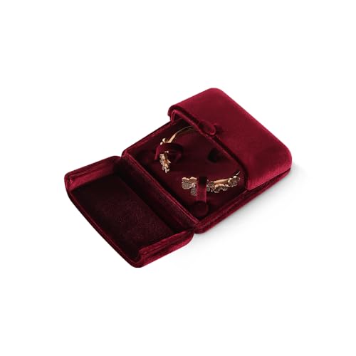 Dansmiy Samt-Schmuck-Verpackung für Armband, Ring, Anhänger, Ohrringe, Schmuck, Perlen, Halskette, Geschenk-Aufbewahrungsbox für Frauen (rot, Armband-Box) von Dansmiy