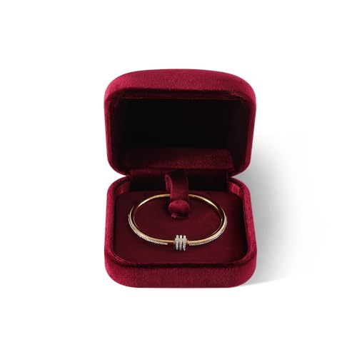 Dansmiy Widerstandsfähige Samt-Armband-Aufbewahrungsbox für Armreifen, Jahrestag, Valentinstag, Weihnachten, Vintage-Schmuckverpackung von Dansmiy