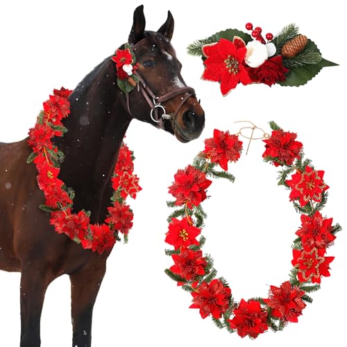 Dansydaisy Weihnachtskranz, Pferd, Halfter, Halfter, Zaumzeug, Clip-Set, 180 cm, künstliche Weihnachtsstern-Girlanden für Urlaubsdekoration, Pferde-Kostüm-Zubehör Dansydaisy Weihnachtskranz, Pferd, Halfter, Halfter, Zaumzeug, Clip-Set, 180 cm, künstliche Weihnachtsstern-Girlanden für Urlaubsdekoration, Pferde-Kostüm-Zubehör von Dansydaisy