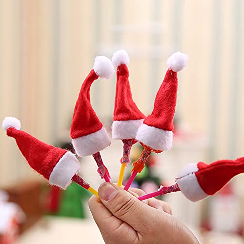 Dantazz Mini Weihnachtsmützen Weihnachten Lollipop Mütze Weihnachtsmann Mütze Weihnachten Süßigkeiten Hut Lollipop Hut Nikolausmützen Weihnachtshut Tischdeko Weihnachtsdekoration (5PC, 4X7cm) von Dantazz