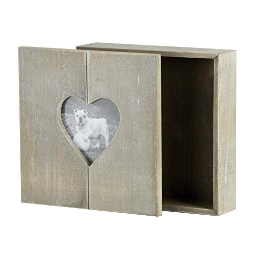 Rivanto® Steck-Holz-Geschenkbox mit Herz-Bilderrahmen, Fotobox, Holzbox,Holzschatulle, Holzschachtel, Schmuckkästchen mit Herzmotiv, 20 x 20 x 6 cm von Danto