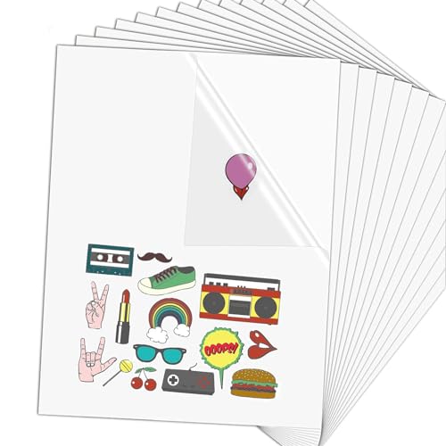 25 Blatt Sticker papier zum Bedrucken,A4 Inkjet-Vinyl-Aufkleber,Selbstklebend Folie Druckpapier, PREMIUM Vinyl Aufkleberfolie 100% klar Selbstklebend, für Laserdrucker & Tintenstrahldrucker von Dantolo