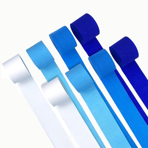 Crepe Paper 8 Rollen,Krepppapier Bunt,Blau Krepppapier, DIY Krepppapier,Seidenpapier Streamer, Bastelkrepp Bunt für die Hochzeitsdekoration Geburtstagsfeier Weihnachtsdekoration(4.5cm*25m) (Blau) von Dantolo