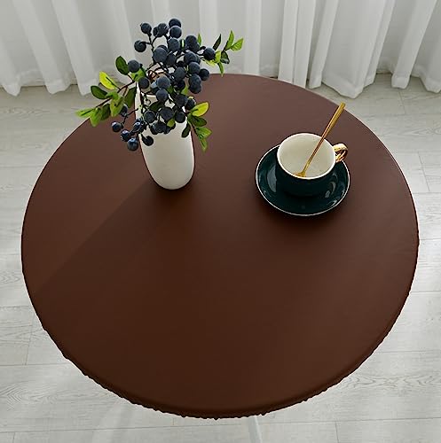 Rund Tischdecke Outdoor,Elastisch Wasserdicht Schmutzabweisend Rund Tischdecken,rutschfeste Abwischbar Gartentischdecke Wetterfest für Draußen Garten (Kaffee, 160cm) von Danwinty