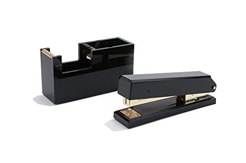 Dany Marcus Büroaccessoires Schwarz Gold (Set Heftgerät + Klebebandabroller Schwarz Gold) von Dany Marcus