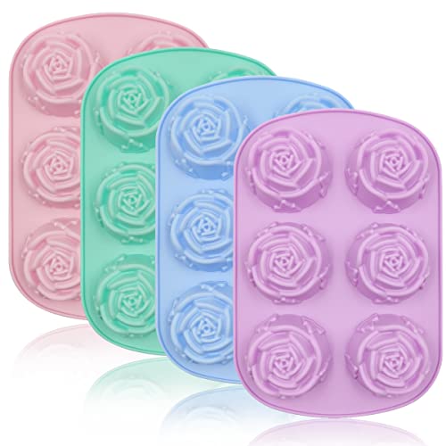 DanziX Seifenformen aus Silikon, 6 Mulden, Blumen-Eiswürfelformen für Süßigkeiten, Schokolade, Gelee, Eiswürfel (4 Farben? von DanziX