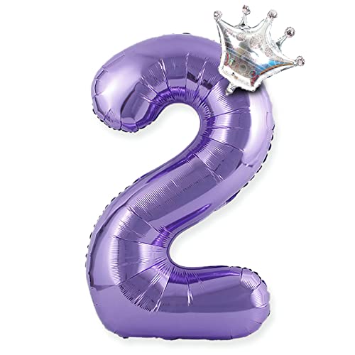 40 Zoll 0-9 XXL Zahlen Luftballon, 100 cm lila Riesen Geburtstagsdeko Zahl 2 Folien Helium Ballon, Folienballon für Junge Mädchen 2. Geburtstag, Hochzeit, Jubiläum Party Dekoration von Daohexi
