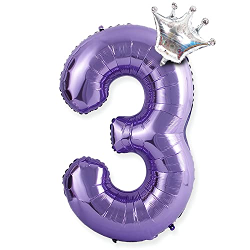 40 Zoll 0-9 XXL Zahlen Luftballon, 100 cm lila Riesen Geburtstagsdeko Zahl 3 Folien Helium Ballon, Folienballon für Junge Mädchen 3. Geburtstag, Hochzeit, Jubiläum Party Dekoration von Daohexi