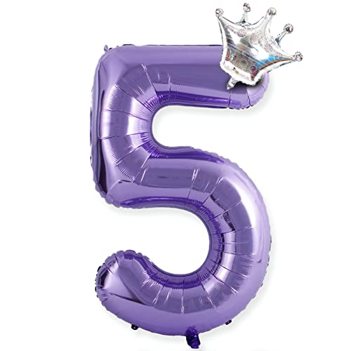 40 Zoll 0-9 XXL Zahlen Luftballon, 100 cm lila Riesen Geburtstagsdeko Zahl 5 Folien Helium Ballon, Folienballon für Junge Mädchen 5. Geburtstag, Hochzeit, Jubiläum Party Dekoration von Daohexi
