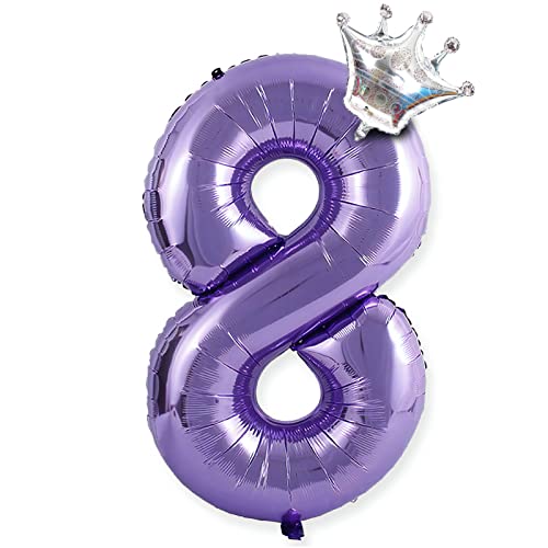40 Zoll 0-9 XXL Zahlen Luftballon, 100 cm lila Riesen Geburtstagsdeko Zahl 8 Folien Helium Ballon, Folienballon für Junge Mädchen 8. Geburtstag, Hochzeit, Jubiläum Party Dekoration von Daohexi