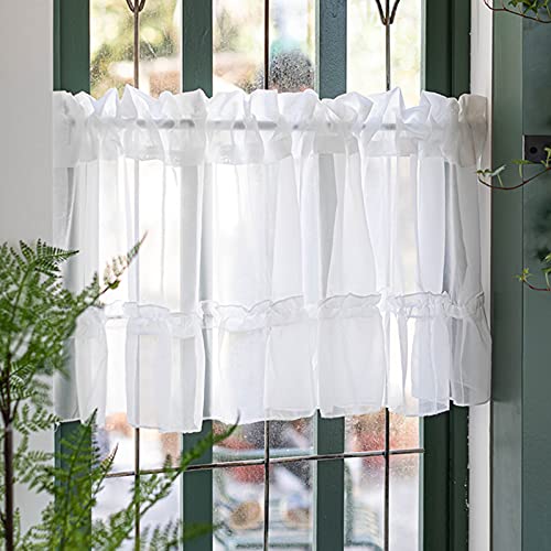 Daoyuan Küchenvorhang Voile Scheibengardine,Kurzgardinen Landhausstil für kleinfenster Küche Schlafzimmer Wohnzimmer,Weiße romantische Café-Vorhänge Mit Spitze,Bistrogardine mit Stangentaschen Daoyuan Küchenvorhang Voile Scheibengardine,Kurzgardinen Landhausstil für kleinfenster Küche Schlafzimmer Wohnzimmer,Weiße romantische Café-Vorhänge Mit Spitze,Bistrogardine mit Stangentaschen von Daoyuan