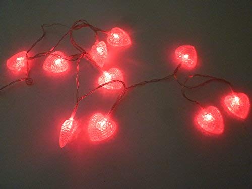 LED-Party-Weihnachts-Lichterkette Herz, 10x LEDs batteriebetrieben, Tisch-Fenster-Baum-Kommode-Dekorations-Leuchte-Lampe(LED-rot) von Dapo