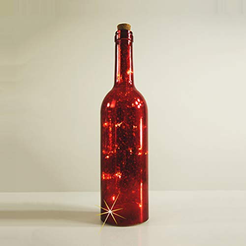 Dapo LED-Weihnachs-Dekoration-Stimmungsleuchte VANY Glasflasche mit Lichterkette Tisch-Weihnachts-Hochzeit-Geburtstags-Garten-Party-Dekorations-Leuchte-Lampe (rot - einzeln) von Dapo