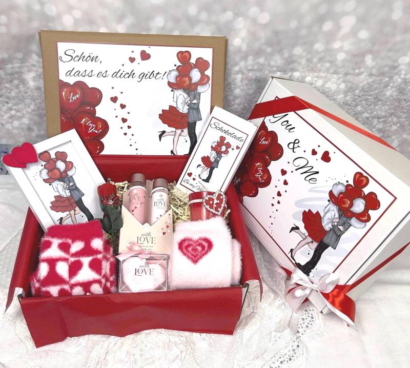 Geschenkbox Für Valentinstag, Geschenk Jubiläum, Geschenkset Freundin, Valentinstaggeschenk, Partner, Jahrestag Geschenkkorb von DarDariBox